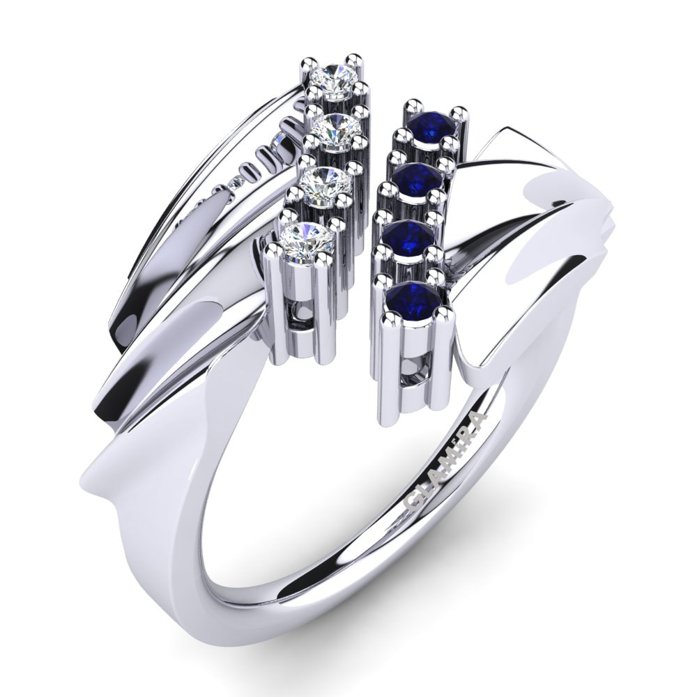Dunkelblauer Zirkonia Ring Lila