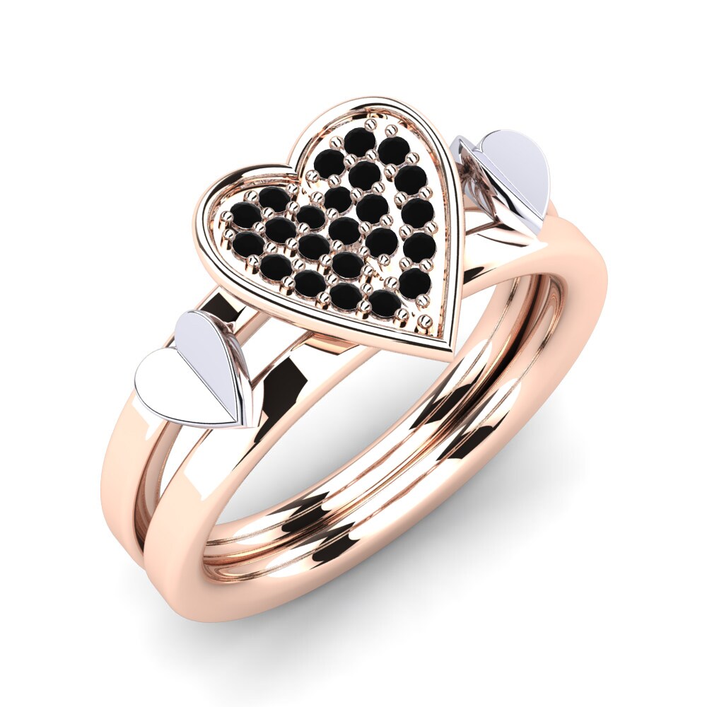 18k Oro Rosa & Blanco Diamante Negro Anillo Flavia
