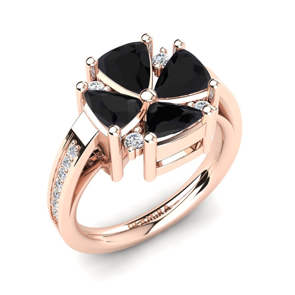 Oro Rosso 585 Diamante Nero Anello Mattia