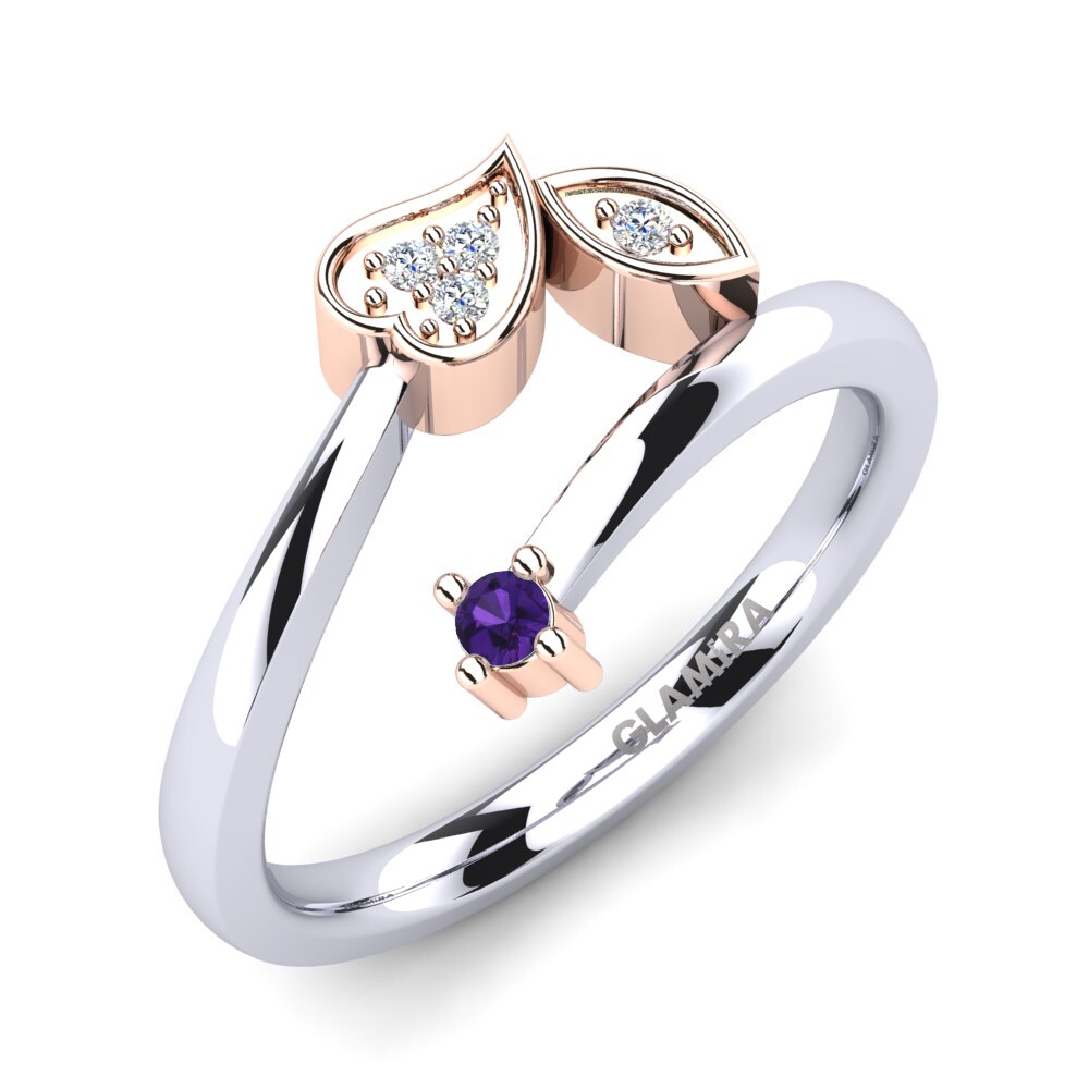 9ct White & Rose Gold Amethyst Ring Pera