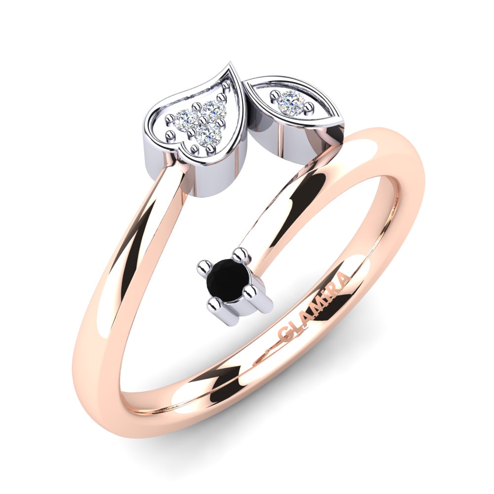 18k Oro Rosa & Blanco Diamante Negro Anillo Pera