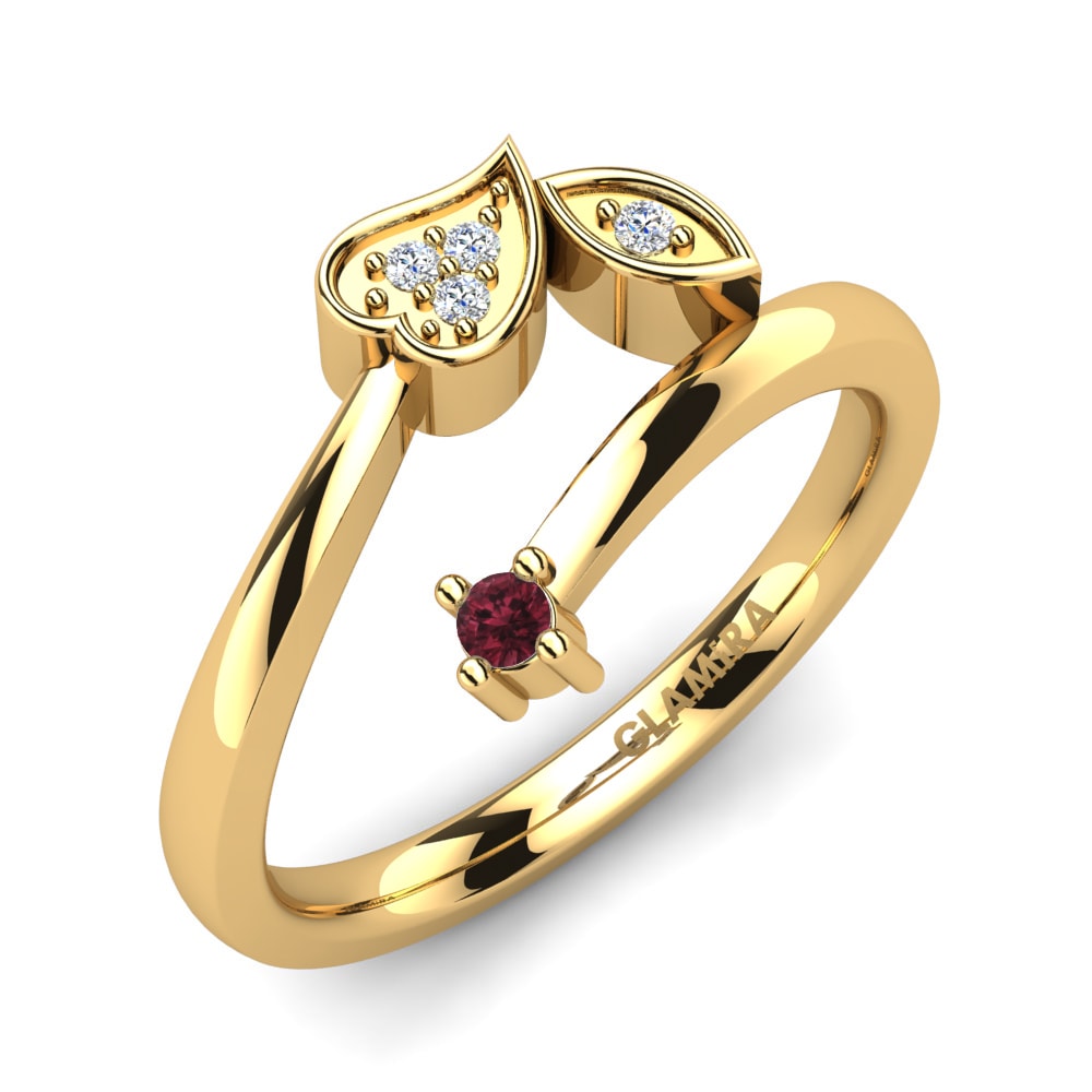 9k Oro Amarillo Granate Anillo Pera