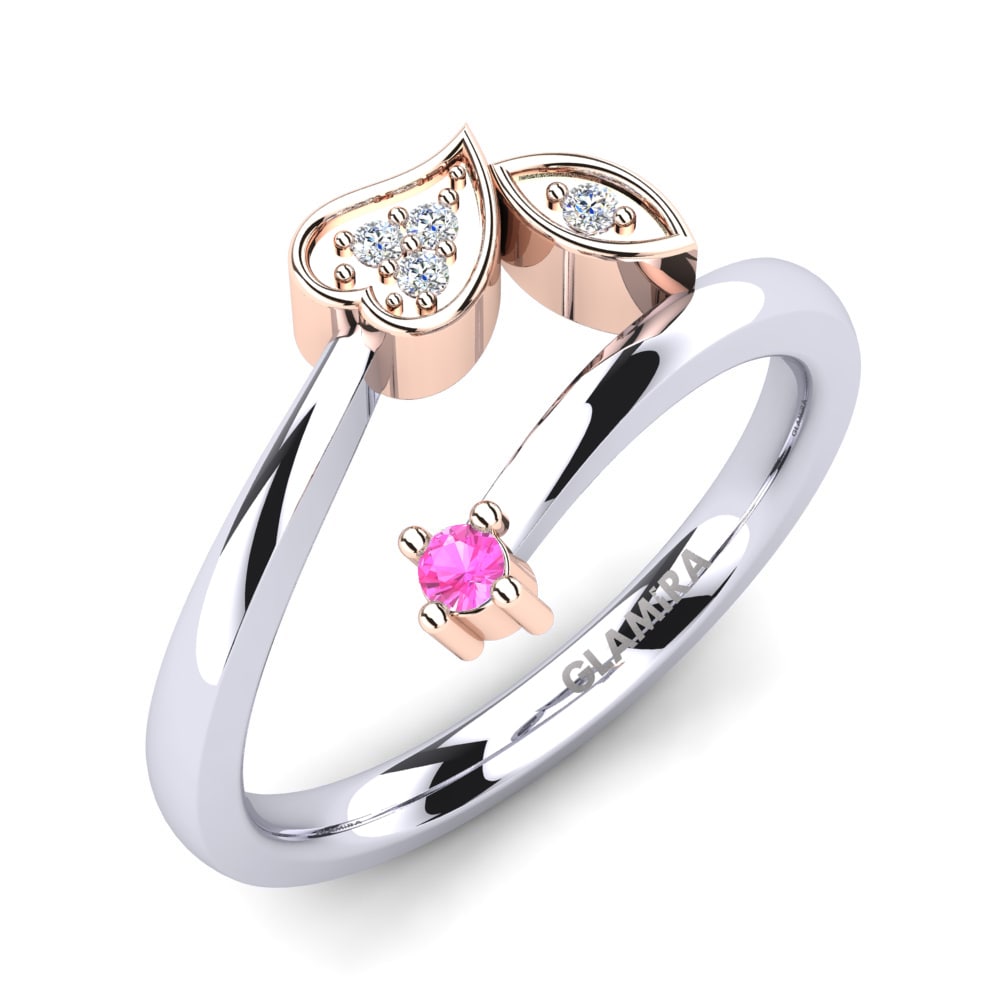 18ct White & Rose Gold Pink Tourmaline Ring Pera