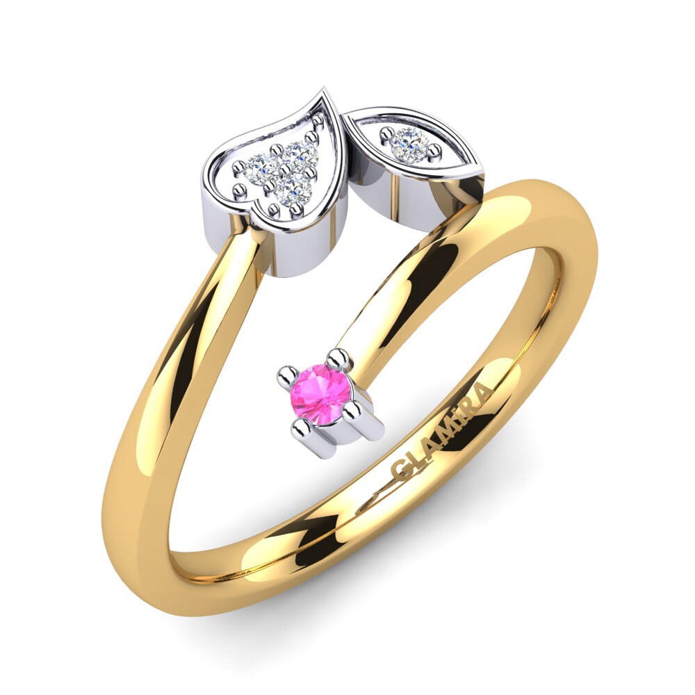 9ct Yellow & White Gold Pink Tourmaline Ring Pera
