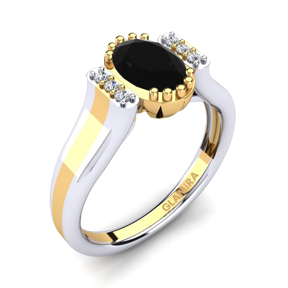 14k Oro Amarillo/Blanco Anillo de compromiso Peyan