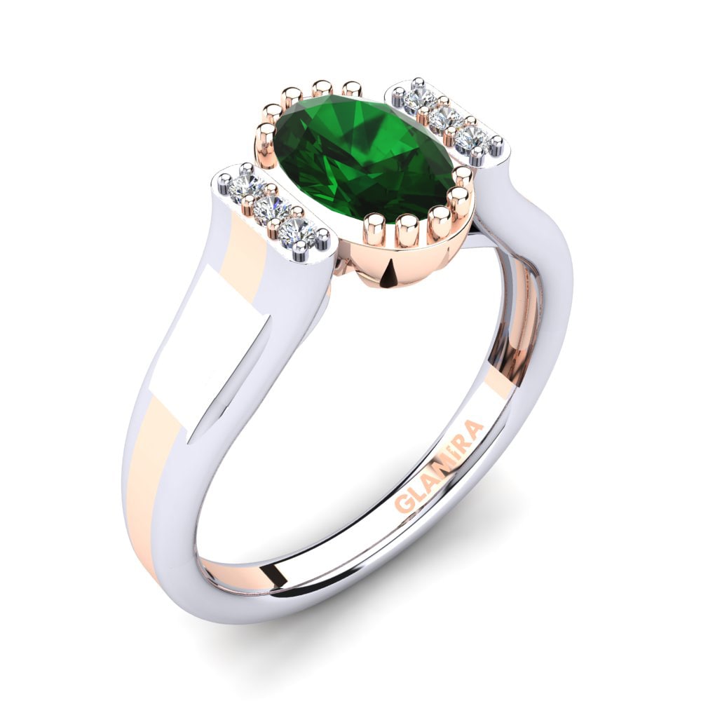 Side-Stone Emerald (Lab Created) Engagement Ring Peyan