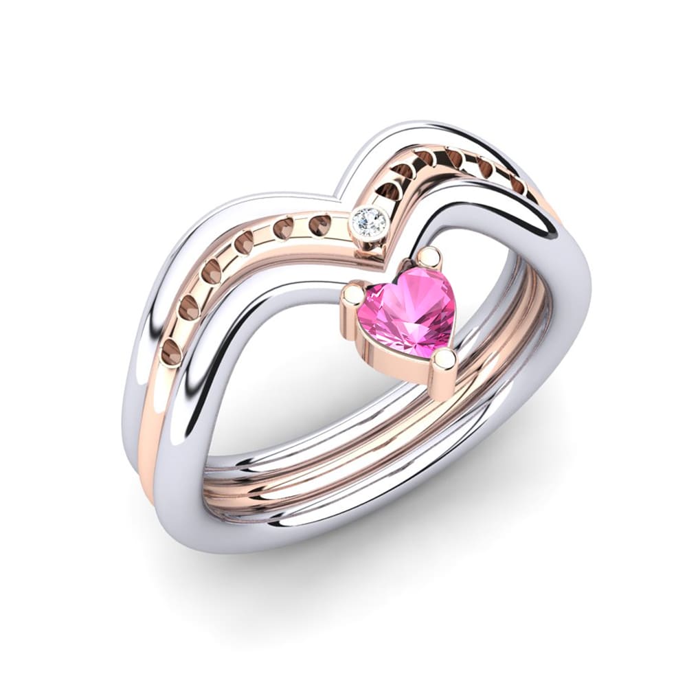 18ct White & Rose Gold Pink Tourmaline Ring Pinnata