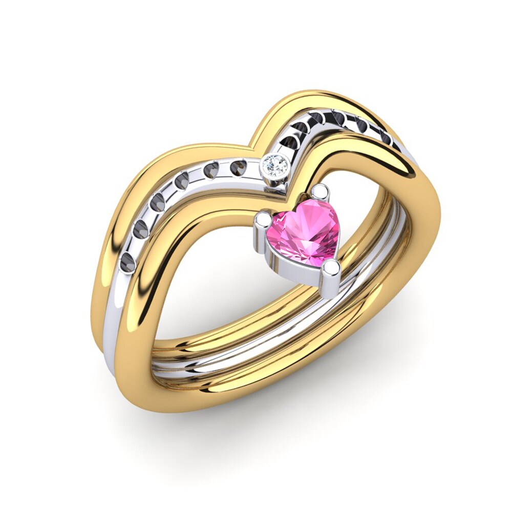 9ct Yellow & White Gold Pink Tourmaline Ring Pinnata