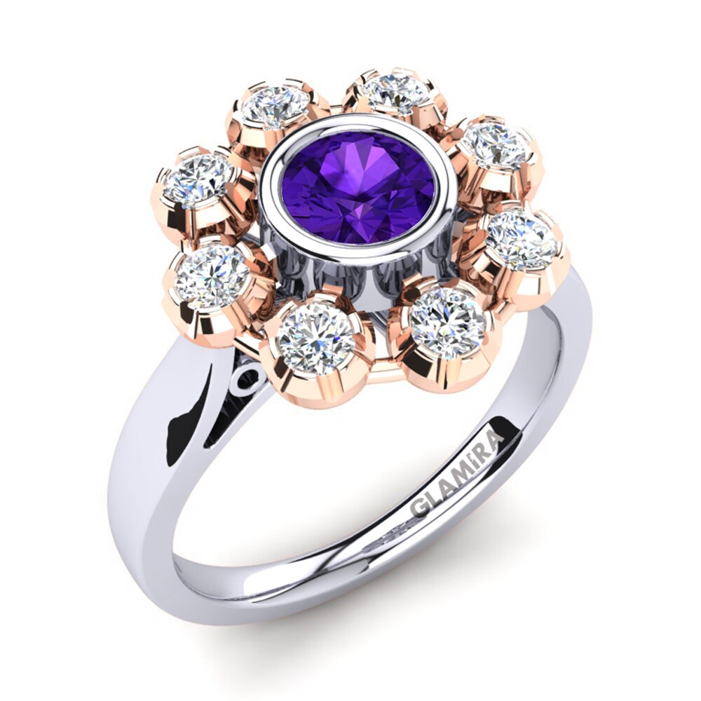 9ct White & Rose Gold Amethyst Ring Primrose