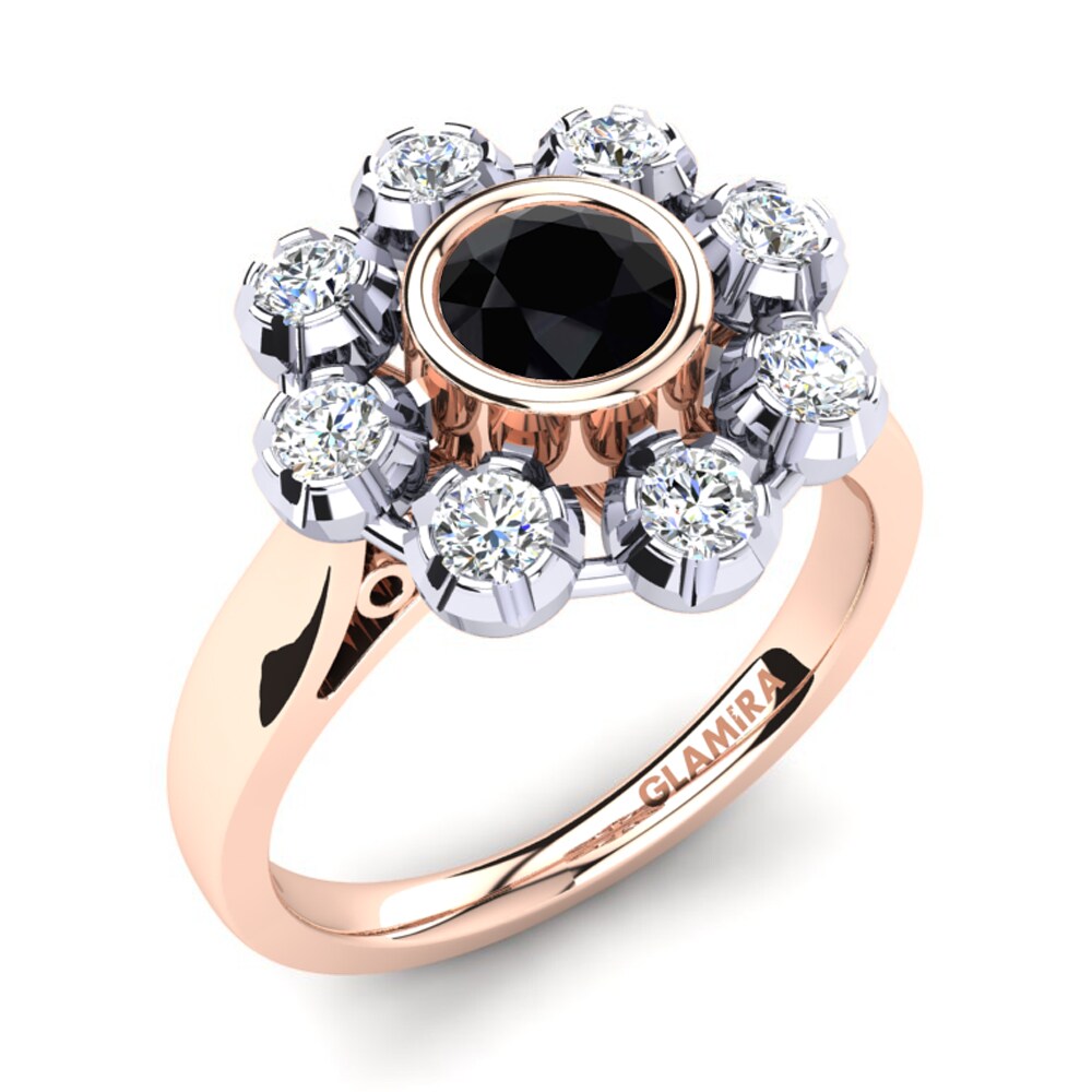 18k Oro Rosa & Blanco Diamante Negro Anillo Primrose