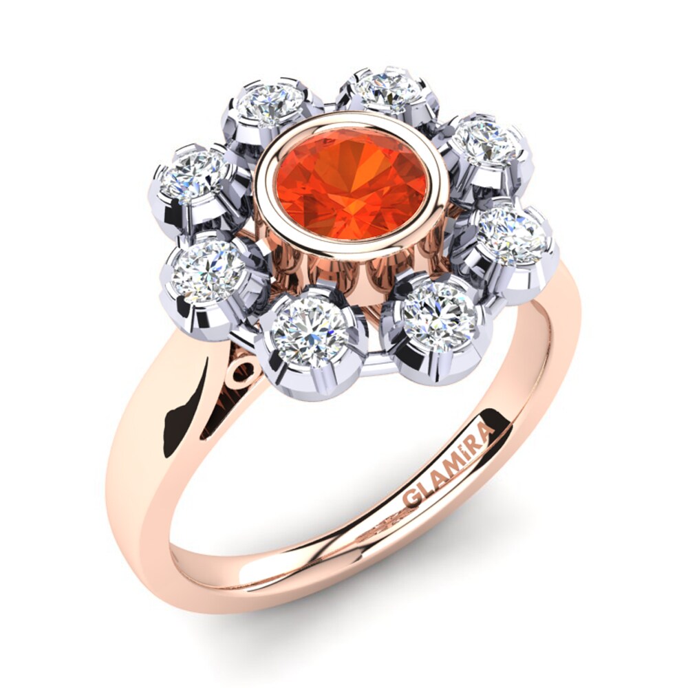14ct Rose & White Gold Fire Opal Ring Primrose