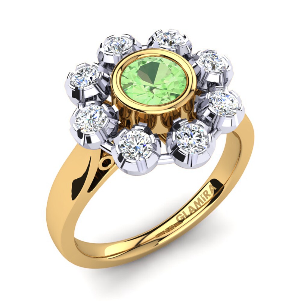 18ct Yellow & White Gold Green Amethyst Ring Primrose