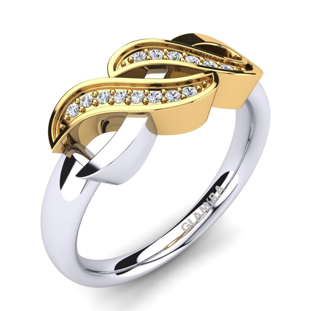 14k 白黃K金 鑽石 戒指 Sofia