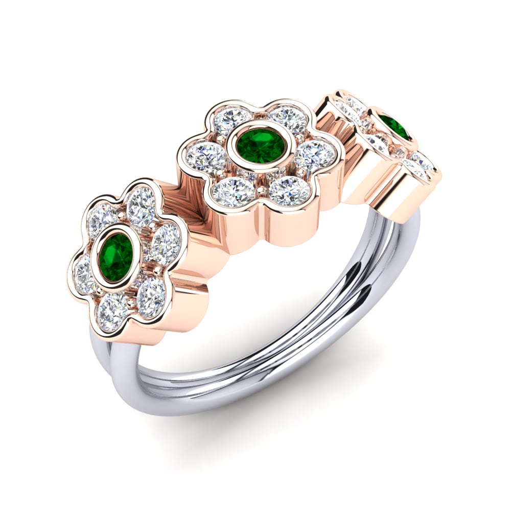 585 Rot & Weißgold Grüner Zirkonia Ring Arya