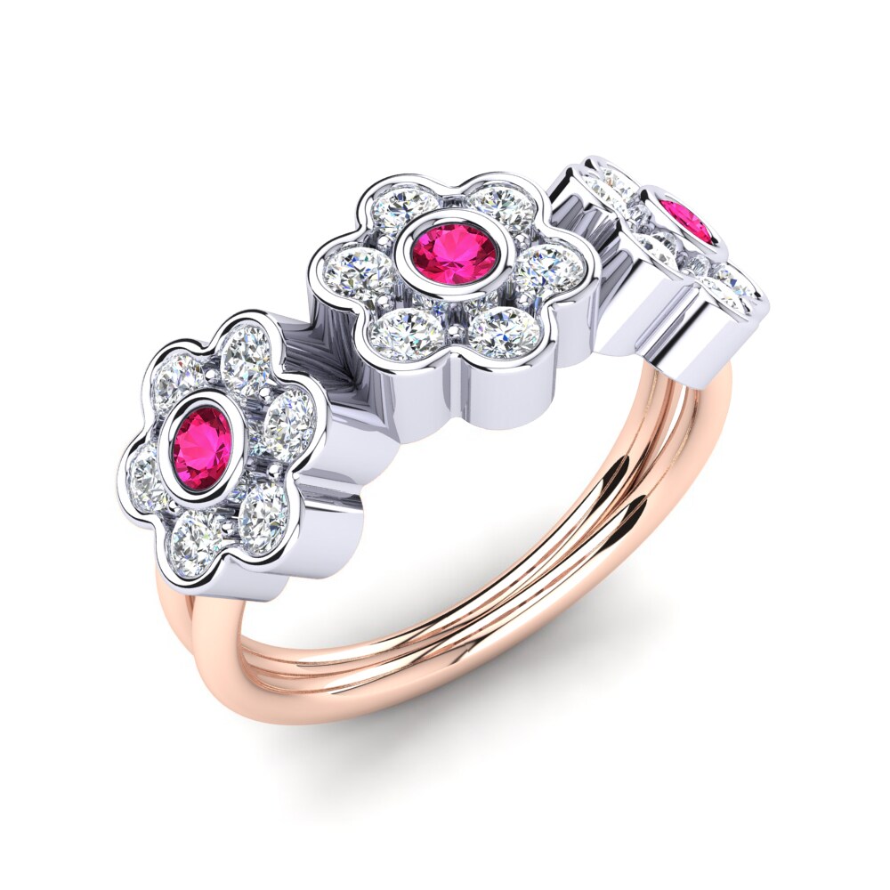 18ct White & Rose Gold Pink Tourmaline Ring Arya