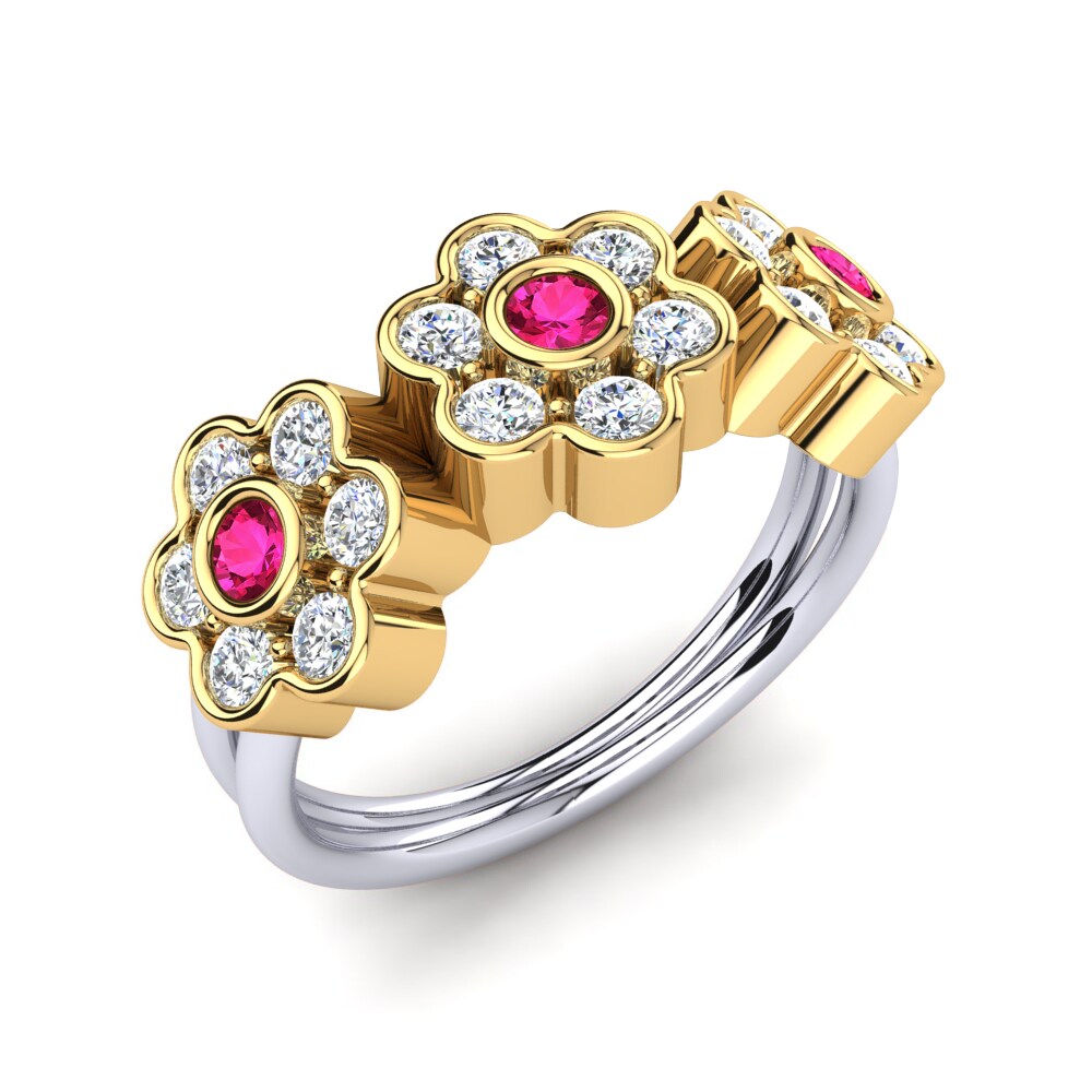 9ct Yellow & White Gold Pink Tourmaline Ring Arya