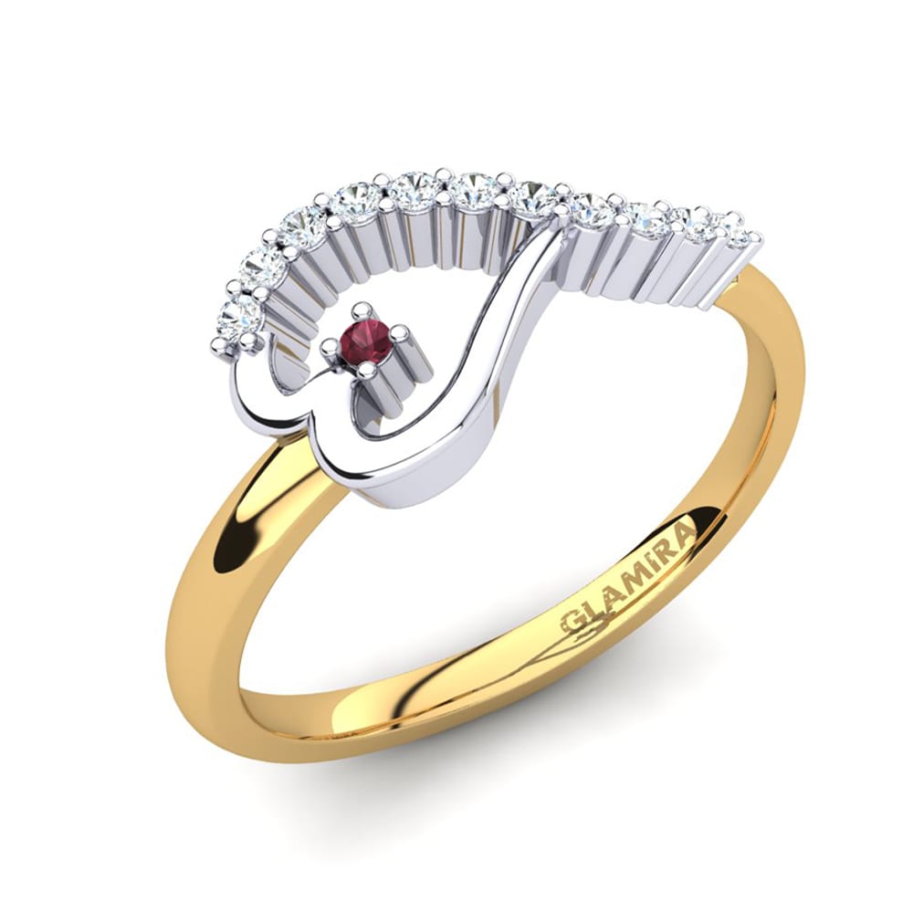 14ct Yellow & White Gold Garnet Ring Callainus