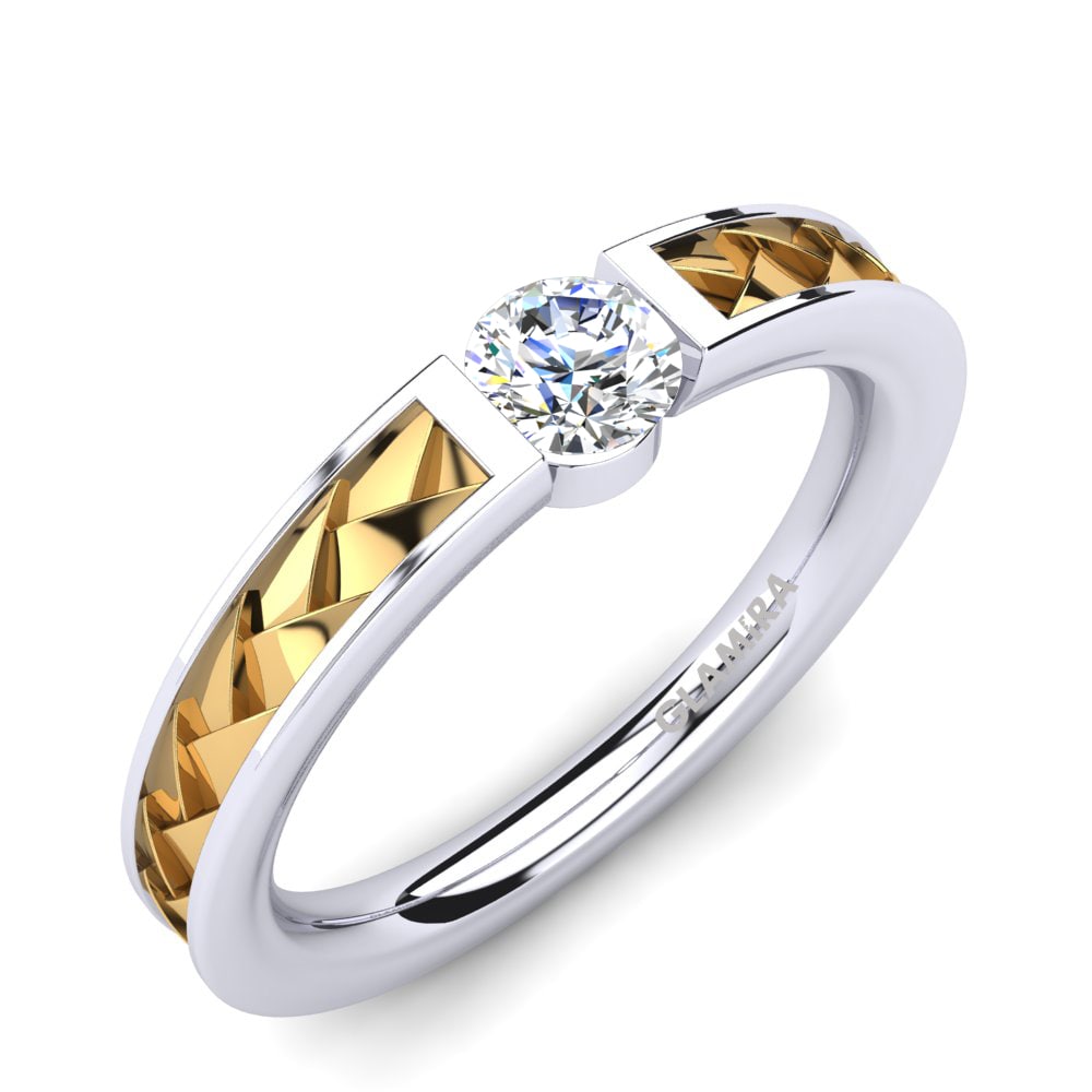 Tension Engagement Rings GLAMIRA Carnation 585 White & Yellow Gold White Sapphire