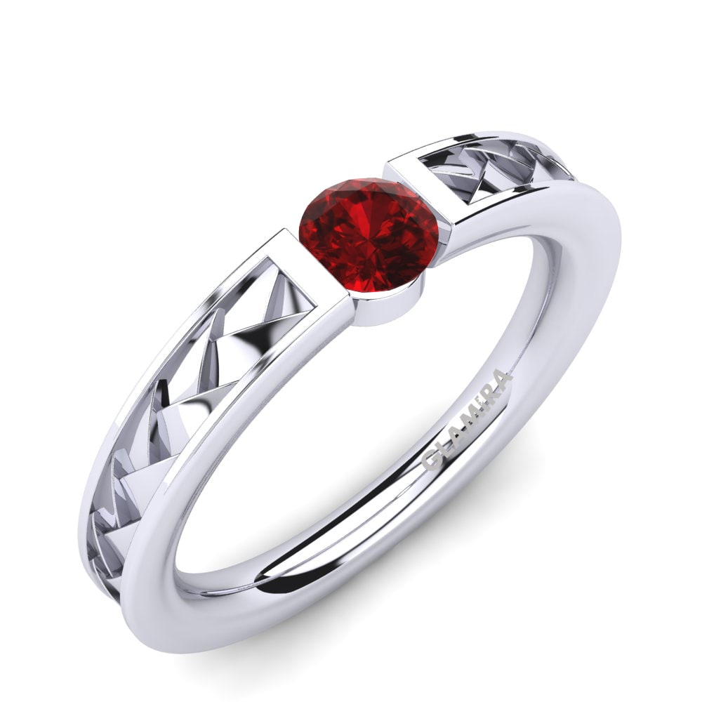 Red Zirconia Engagement Ring Carnation