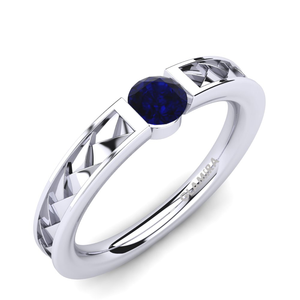 Dark Blue Zirconia Engagement Ring Carnation