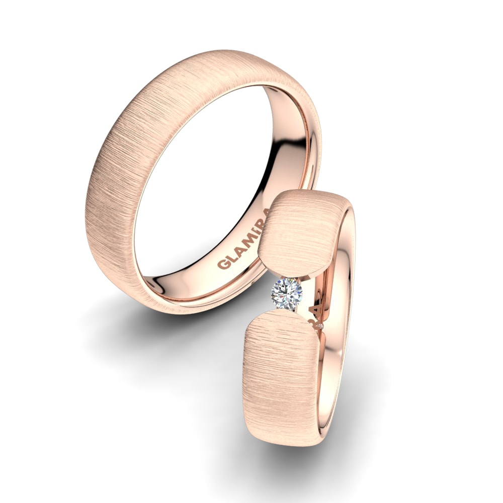 Or rose 14k Diamant Bague de Mariage Alluring Balance 6 mm