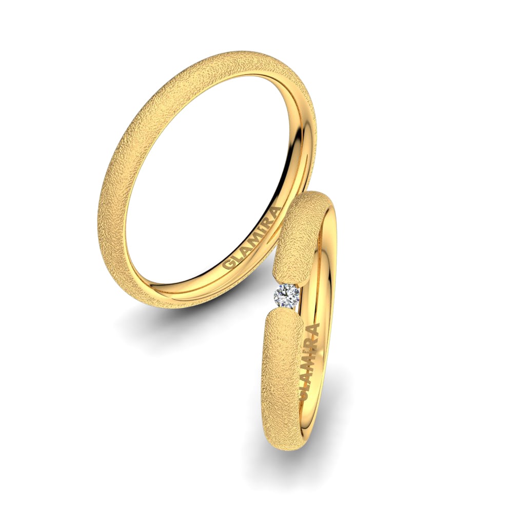 Simple Wedding Rings Alluring Balance 3 mm 585 Yellow Gold Zirconia