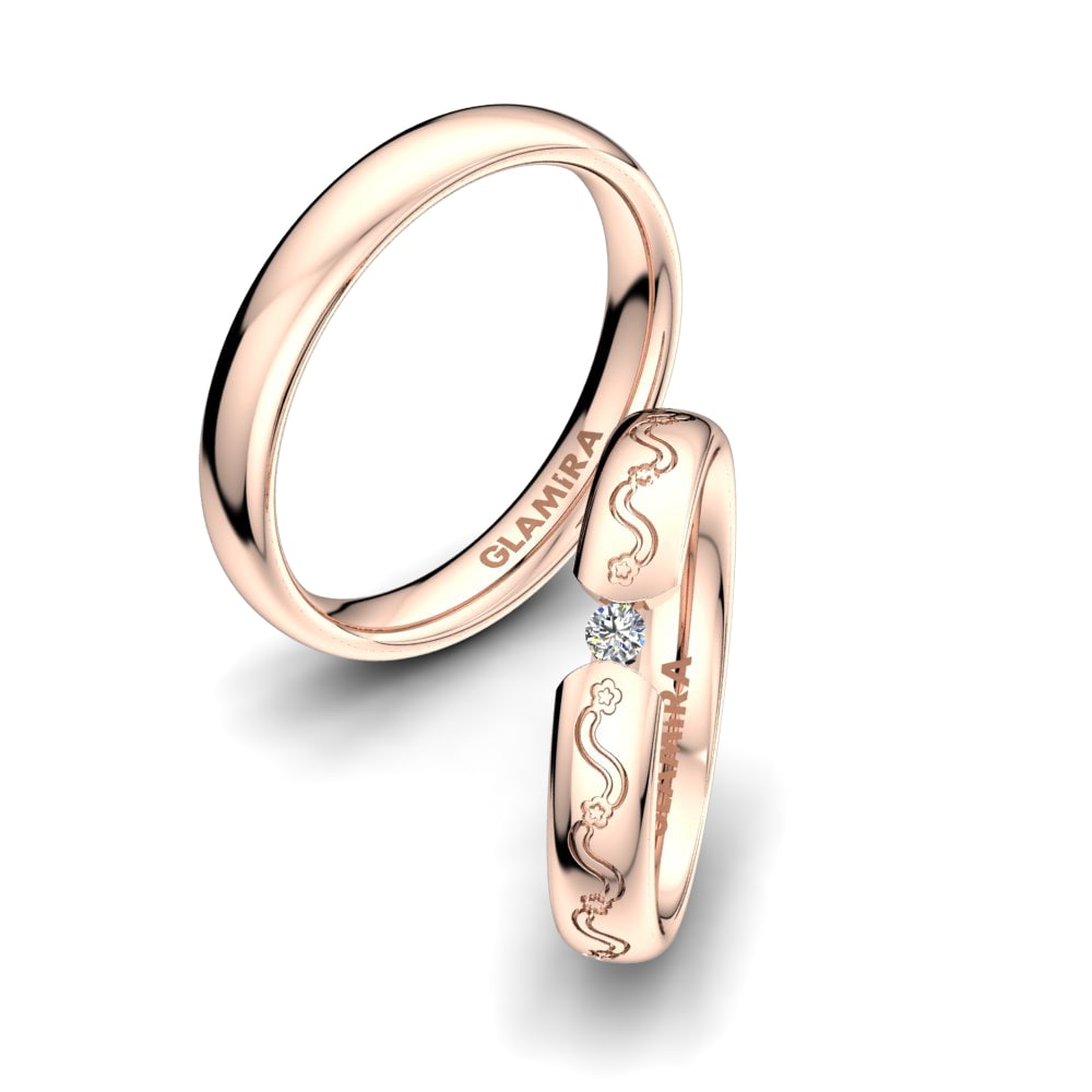 Or rose 14k Diamant Bague de Mariage Bright Love 4 mm