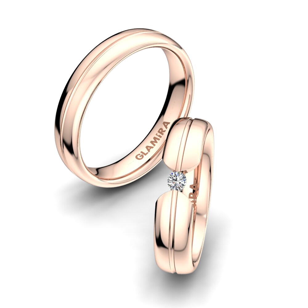 Or rose 14k Diamant Bague de Mariage Bright Nature 5 mm