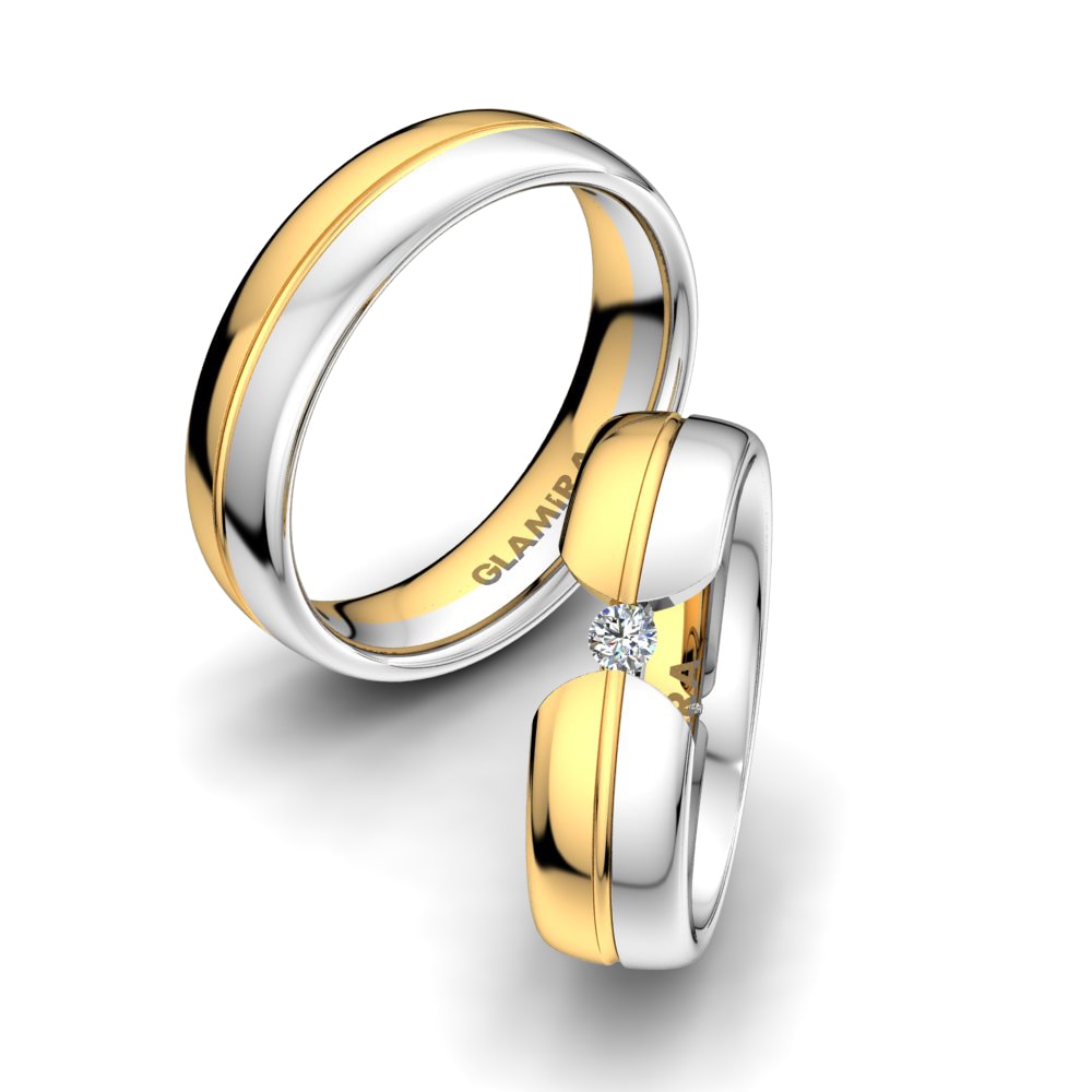 Anillo de boda Bright Nature 6 mm 14k Oro Blanco & Amarillo