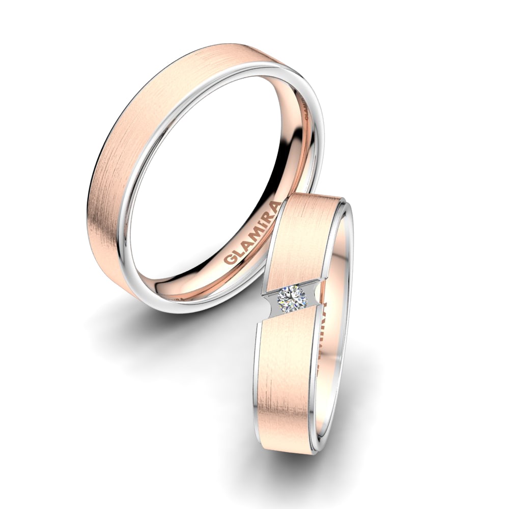 Or Rose& Blanc 18k Zircone Bague de Mariage Bright Youth 5 mm