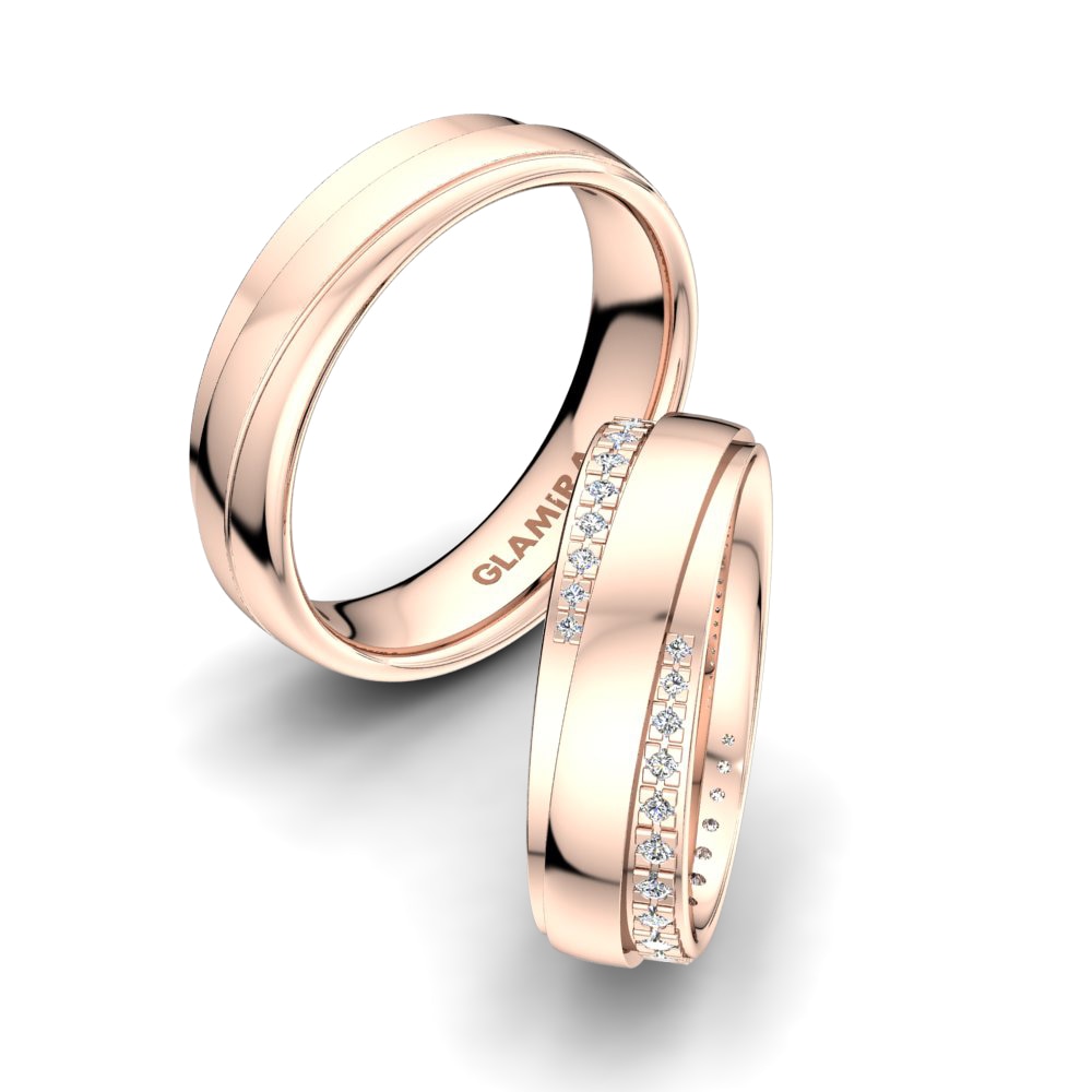 Or rose 14k Diamant Bague de Mariage Alluring Path 6mm