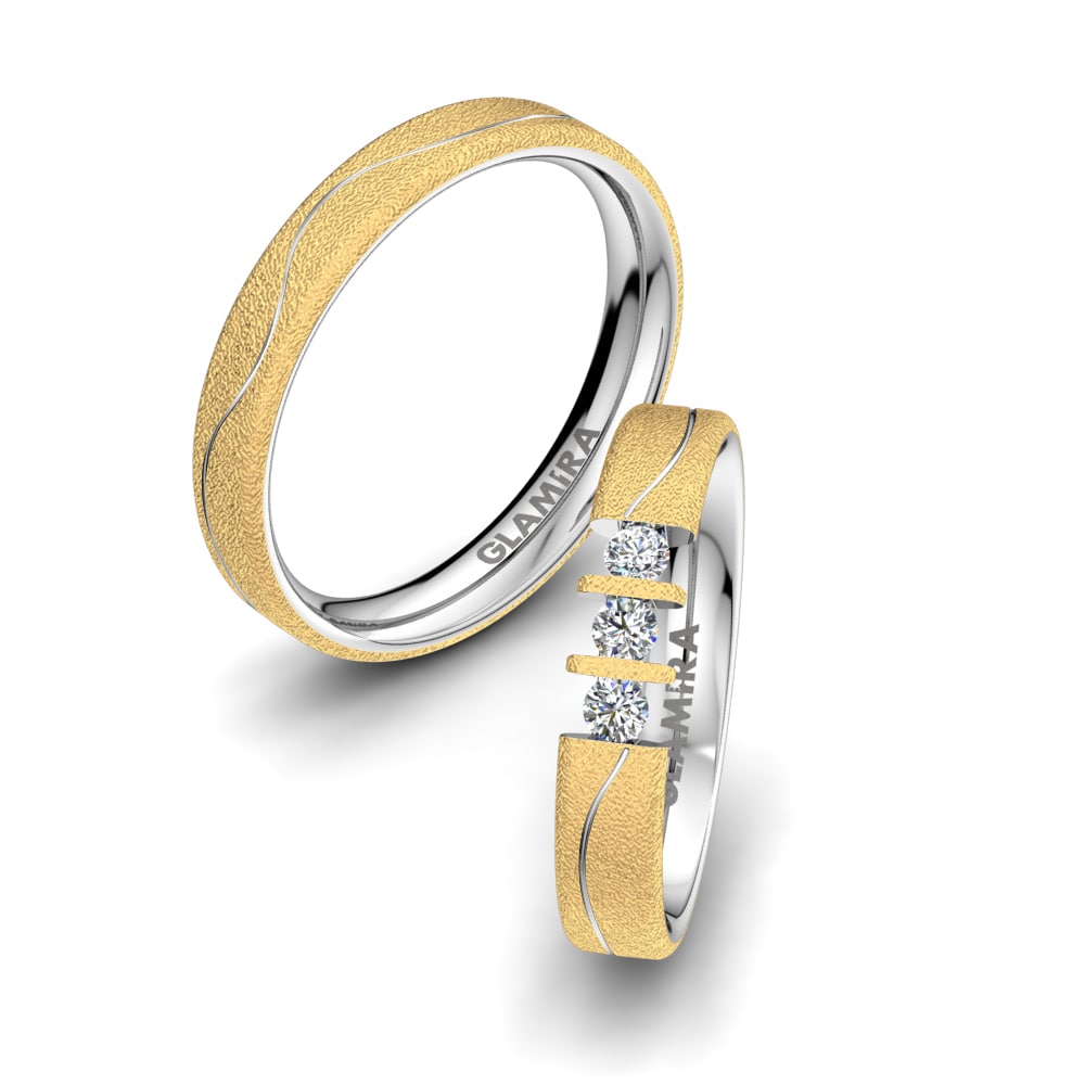 9k Yellow & White Gold Wedding Ring Amazing Dimension