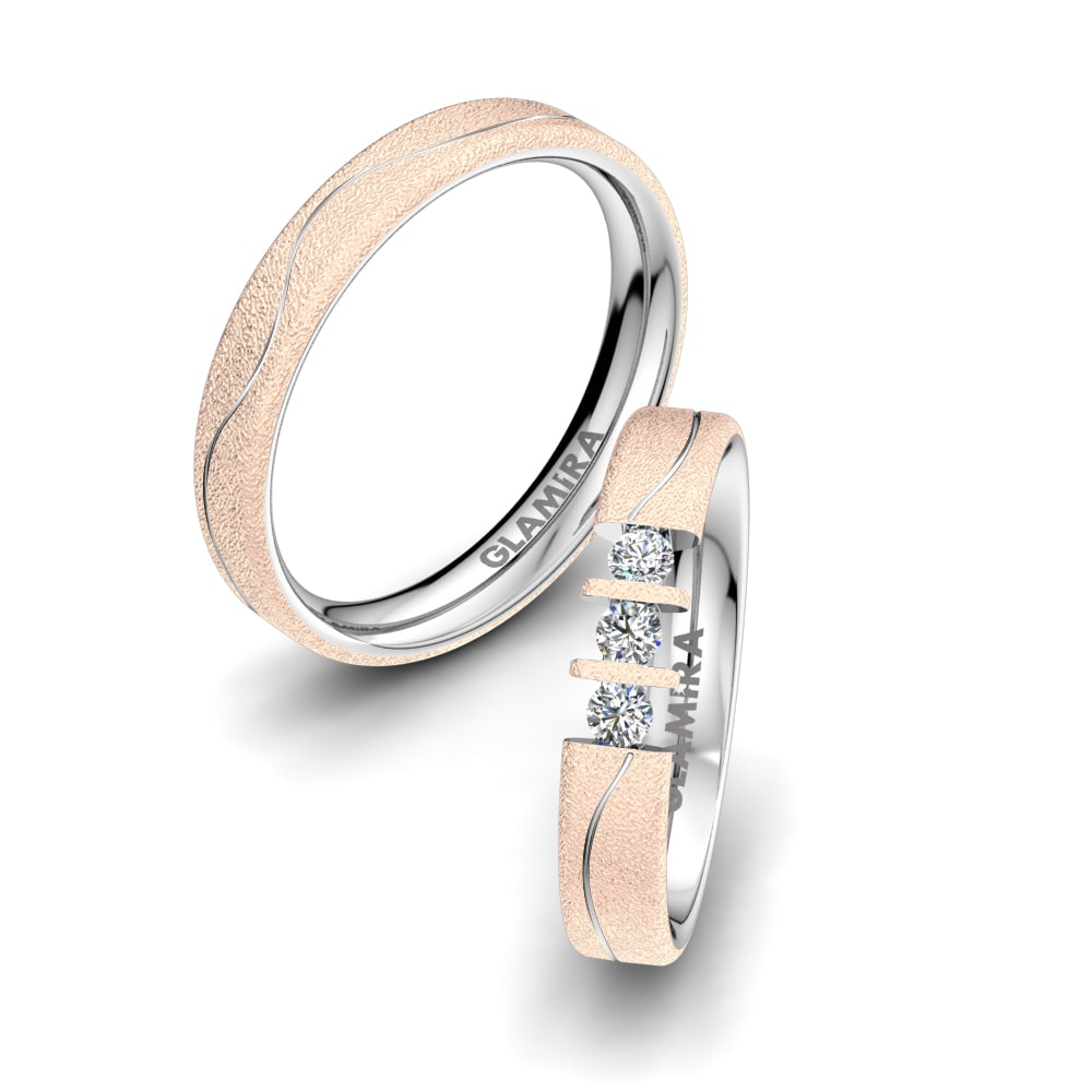 Or Rose& Blanc 18k Zircone Bague de Mariage Amazing Dimension