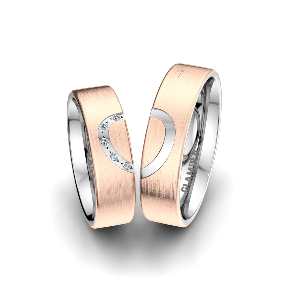 Or Rose& Blanc 18k Zircone Bague de Mariage Dynamic Structure 6mm