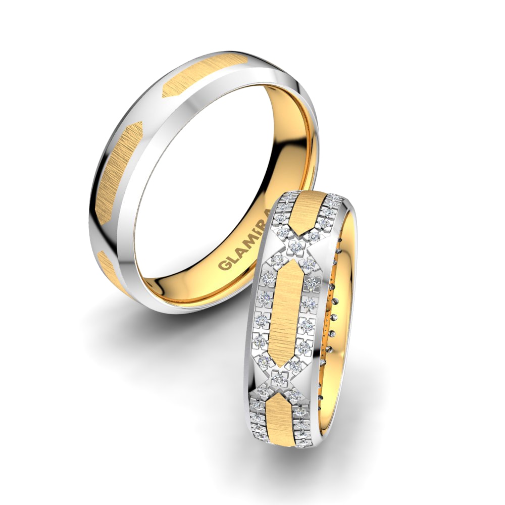 Anillo de boda Fever Debut 6mm 14k Oro Amarillo & Blanco