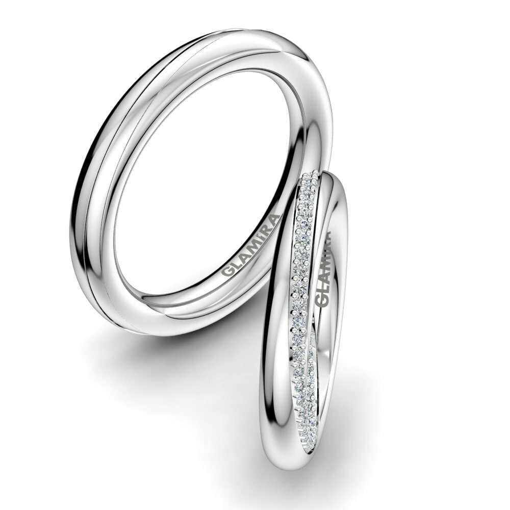 Twist Wedding Rings Fever Elegancy 585 White Gold Zirconia