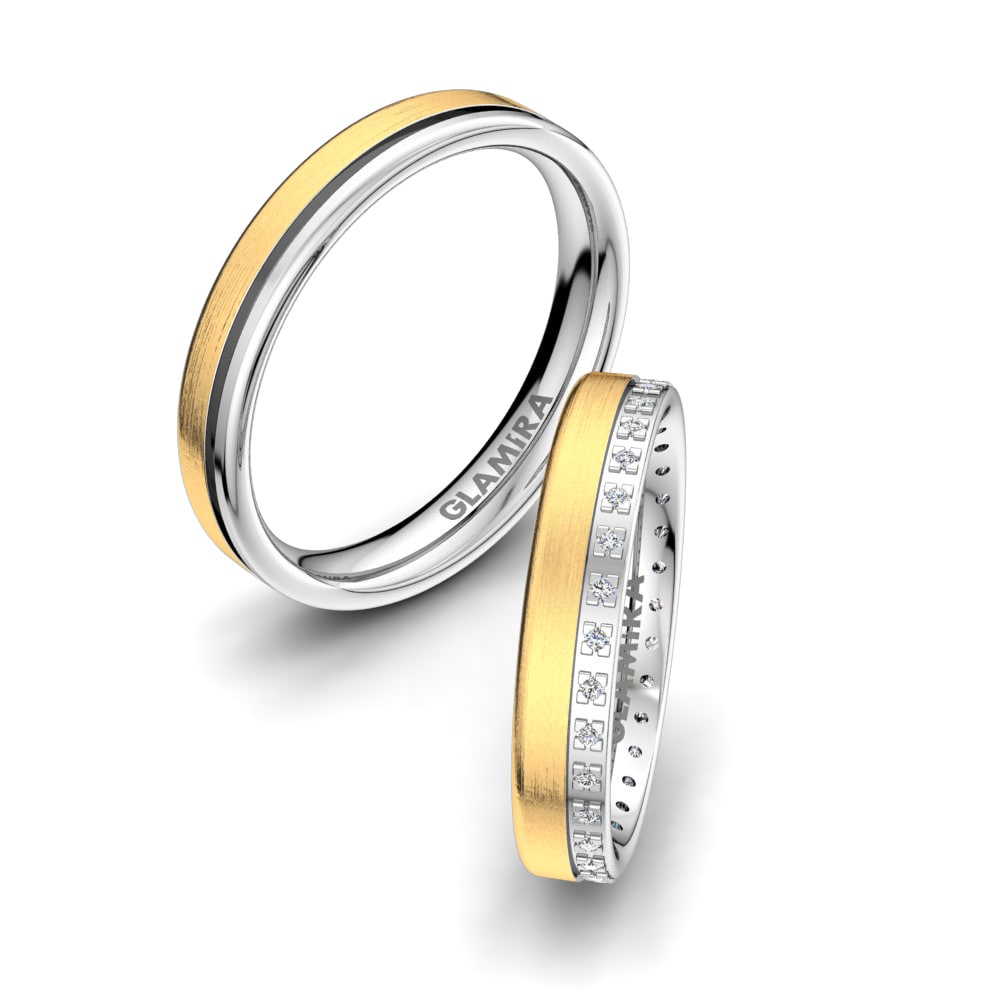 9k Yellow & White Gold Wedding Ring Amazing Trust 4 mm