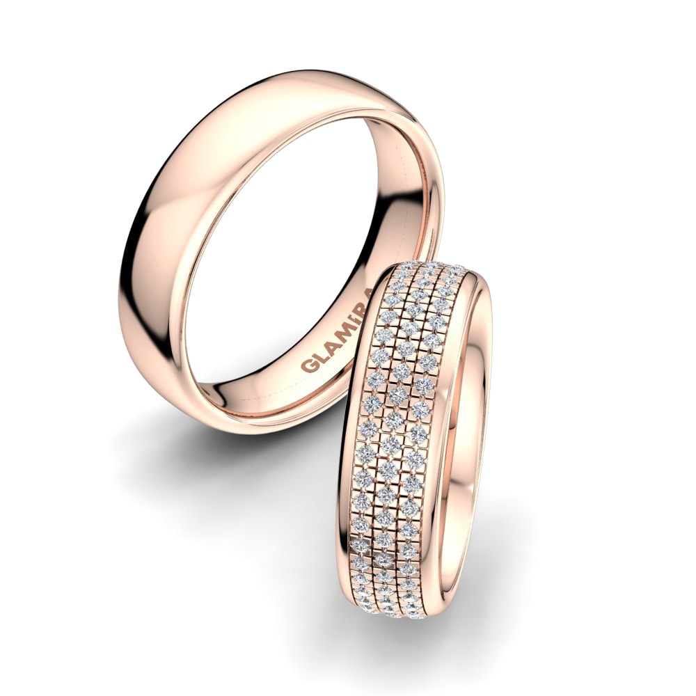 Or rose 14k Diamant Bague de Mariage Elegant Fresh 6 mm