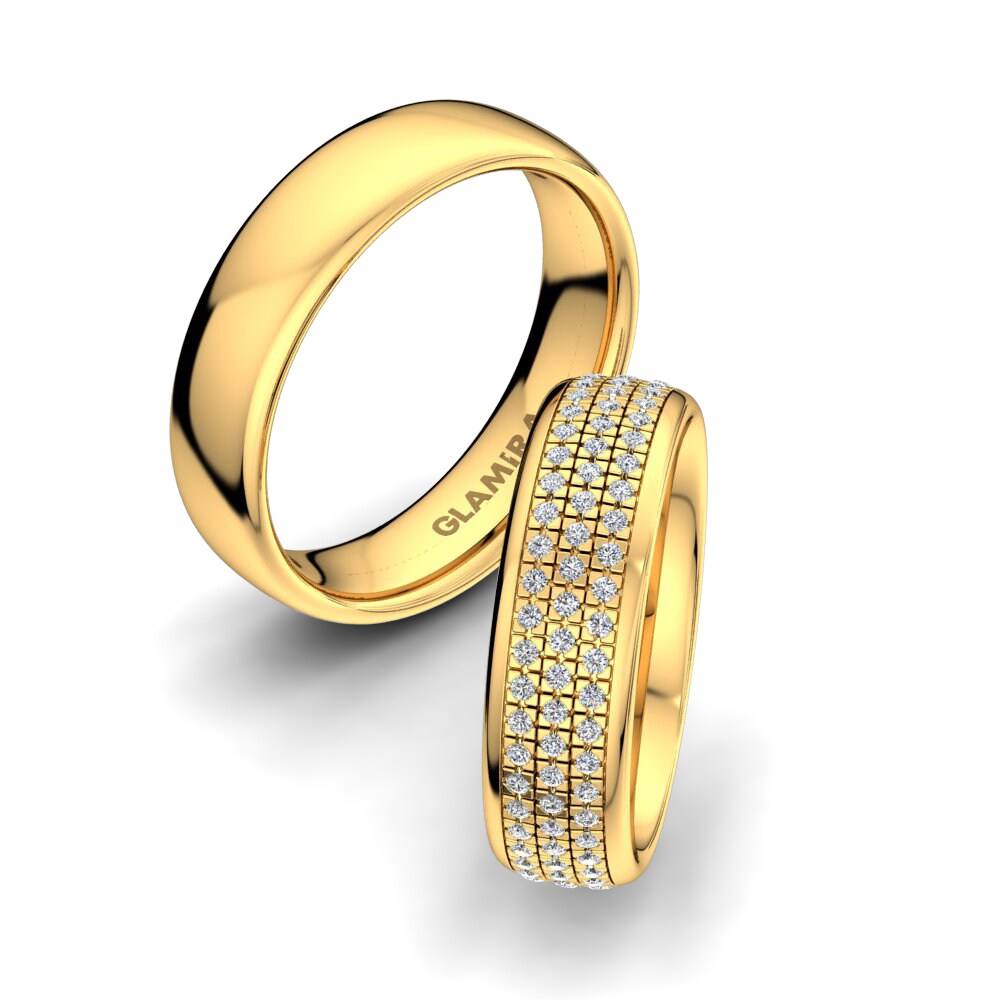 Or Jaune 18k Bague de Mariage Elegant Fresh 6 mm