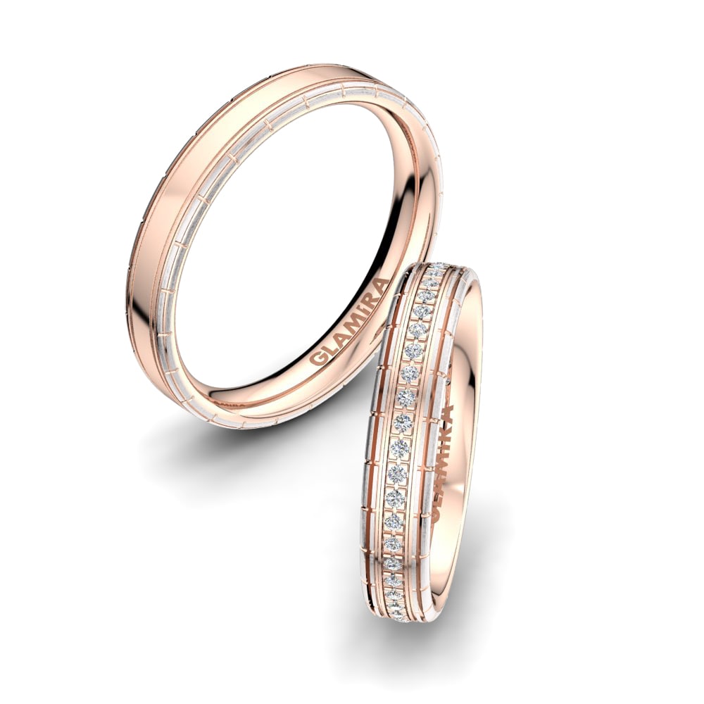 Or Rose& Blanc 18k Zircone Bague de Mariage Embrace Belief 5 mm
