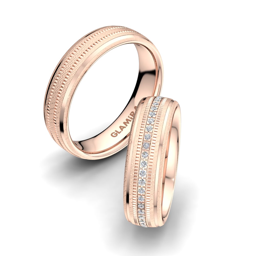Or rose 14k Diamant Bague de Mariage Embrace Certain 6 mm