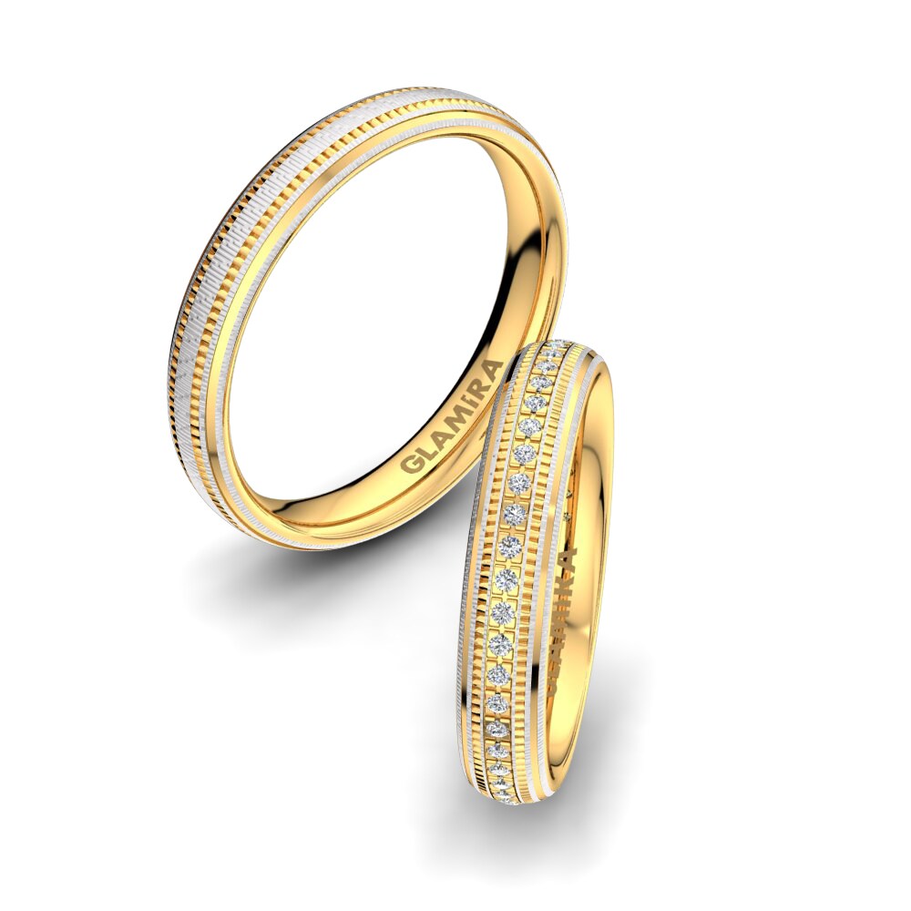 9k Yellow / White Gold Wedding Ring Embrace Certain 5 mm