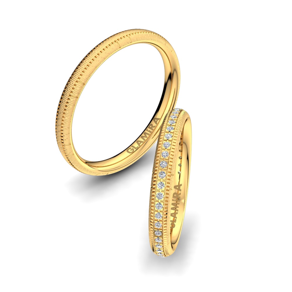 Memoire Wedding Rings Embrace Feeling 4 mm 585 Yellow Gold Zirconia