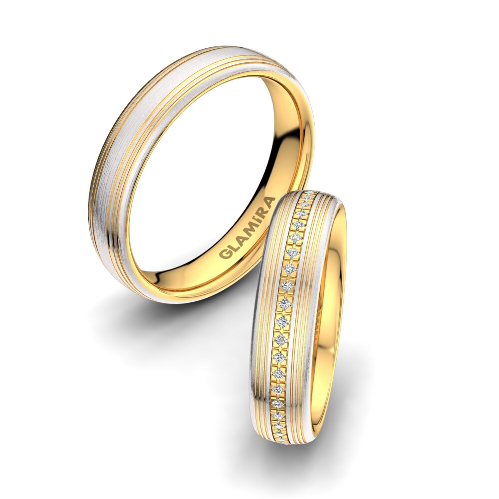 18k White & Yellow Gold Wedding Ring Infinite Deep 5 mm