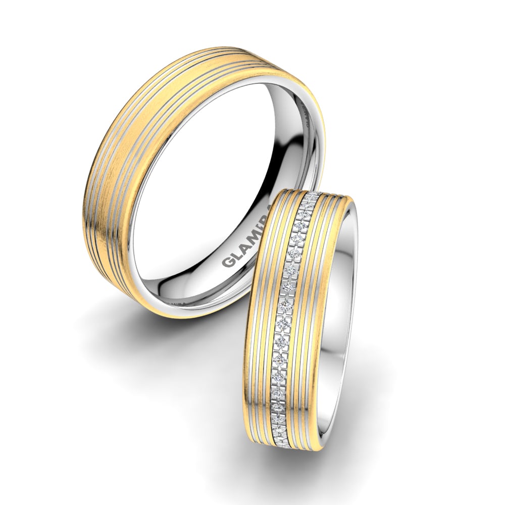 Anillo de boda Infinite Deep 6 mm 9k Oro Amarillo & Blanco