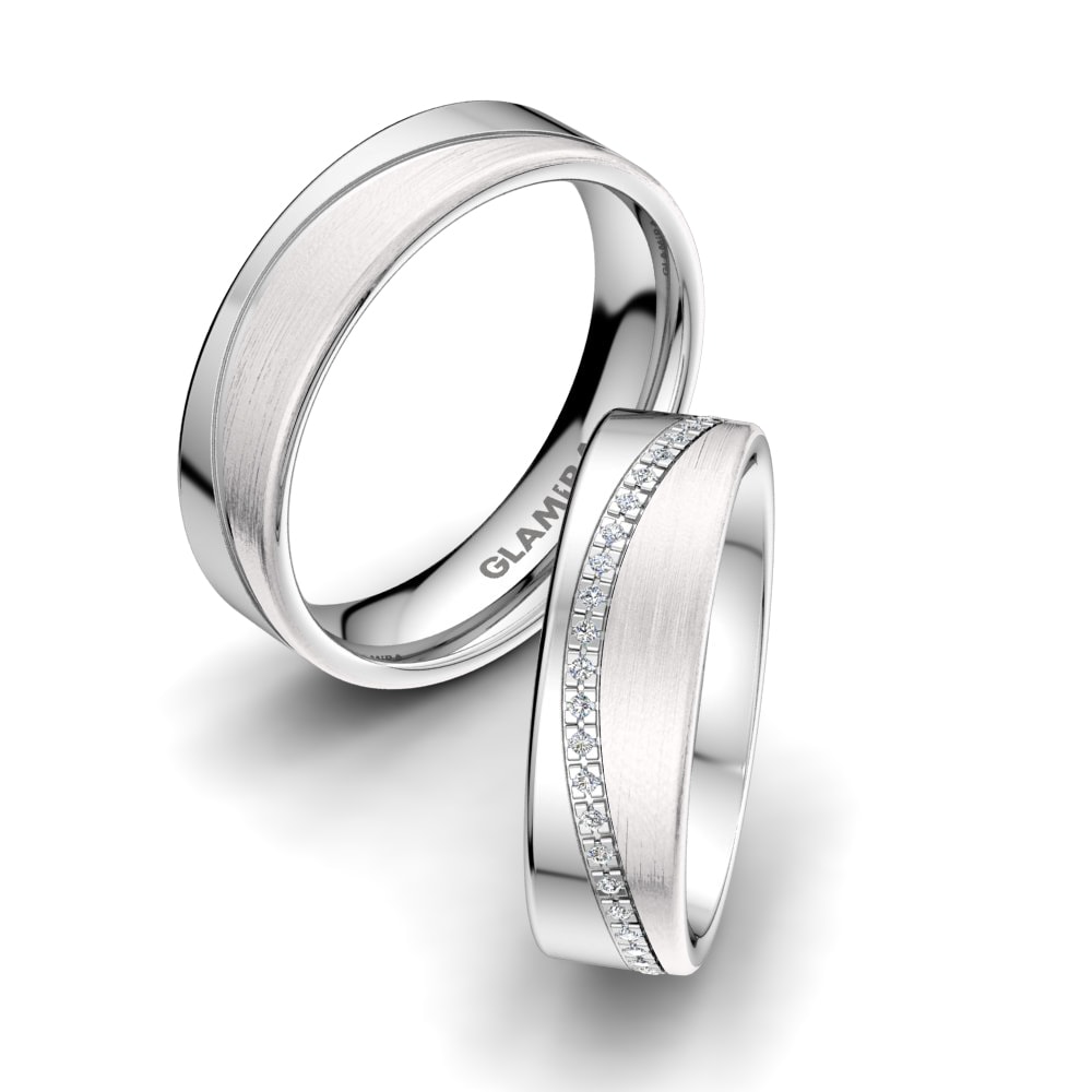 Memoire Wedding Rings Pretty Choice 6 mm 585 White Gold Zirconia