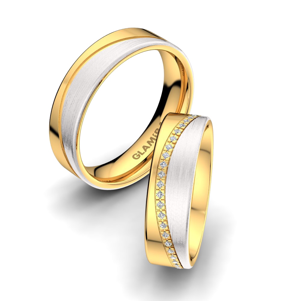 white_yellow-375 Wedding Ring Pretty Choice 6 mm