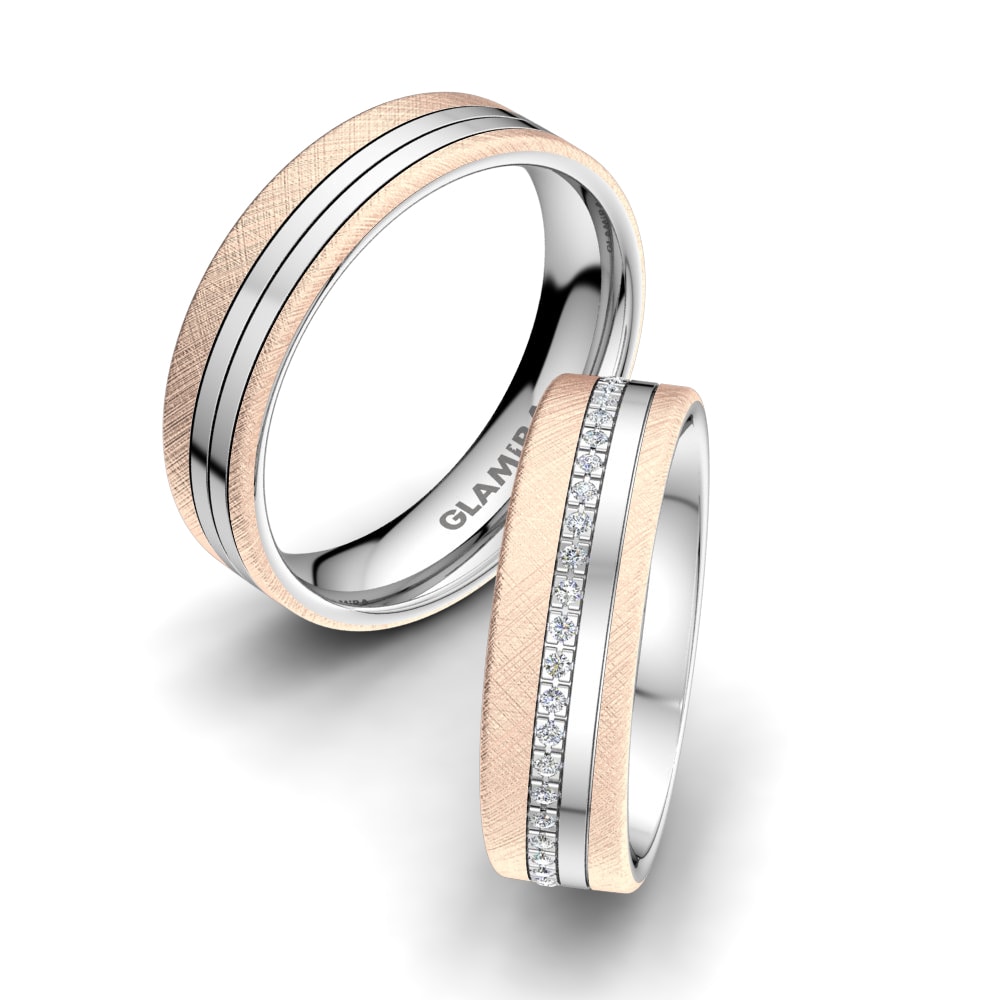 14k Rose & White Gold Wedding Ring Sense Glance 6 mm