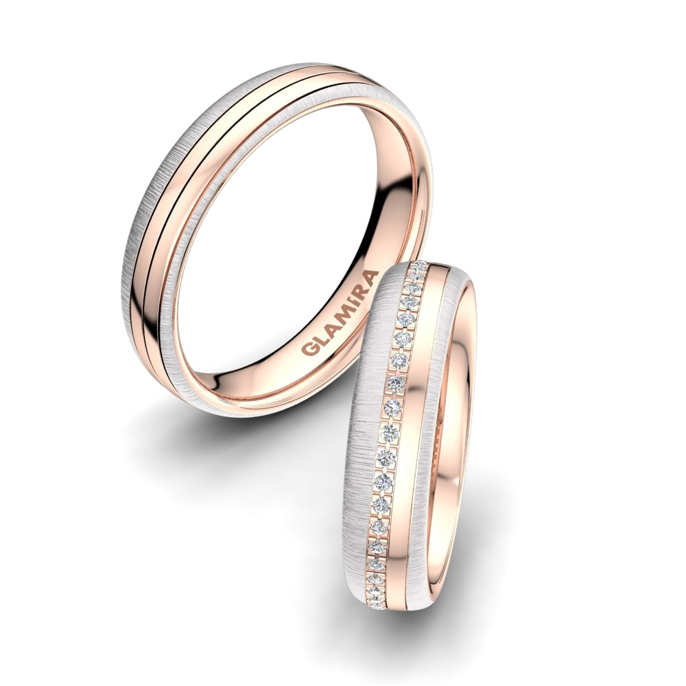 14k White & Rose Gold Wedding Ring Sense Glance 5 mm
