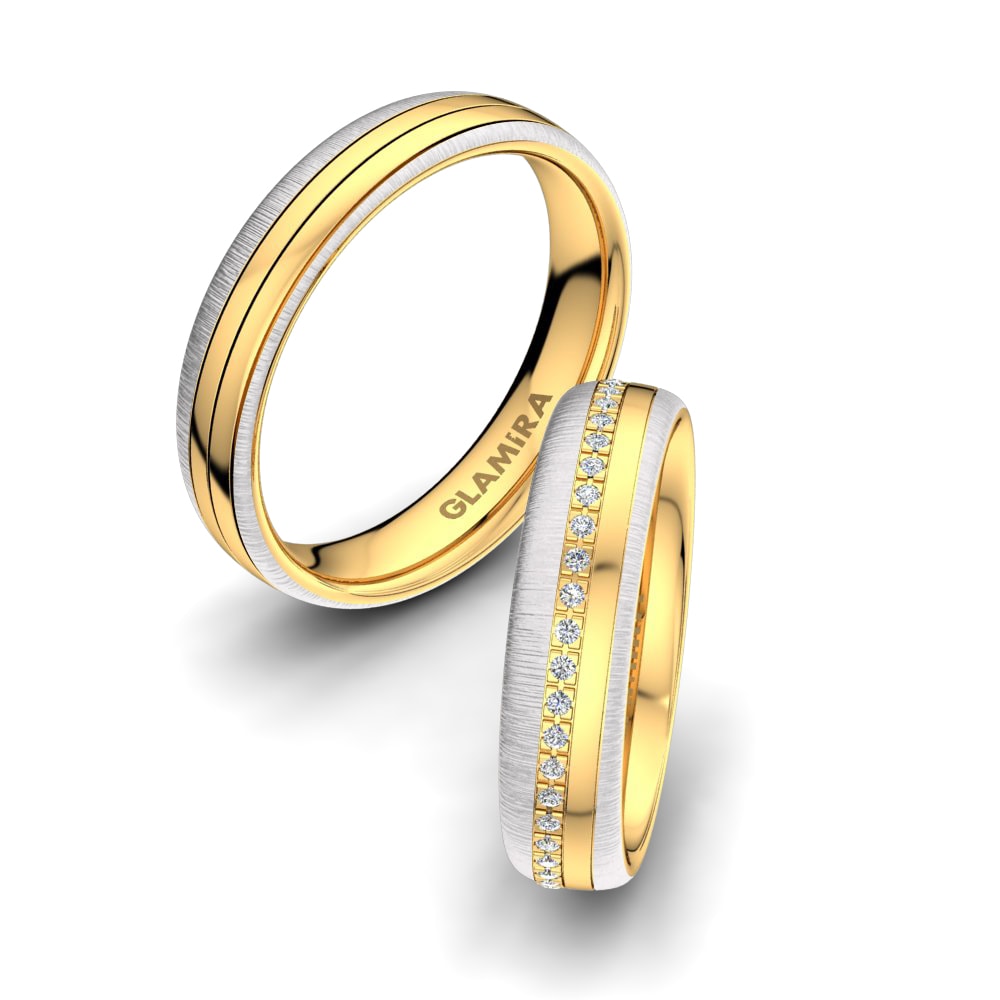 18k White & Yellow Gold Wedding Ring Sense Glance 5 mm